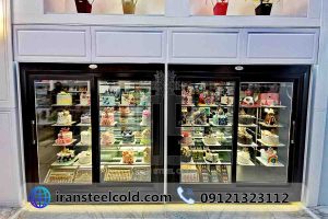 قنادی سوئیت پالاس 11 یخچال ایستاده تمام دکوری داخل آینه مخصوص نگهداری کیک قنادی سوئیت پالاس