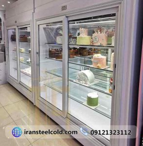 شیرینی وی آی پی کیک شعبه ۱ 3 یخچال ایستاده دکوری مخصوص نگهداری کیک شیرینی وی آی پی کیک شعبه ۱